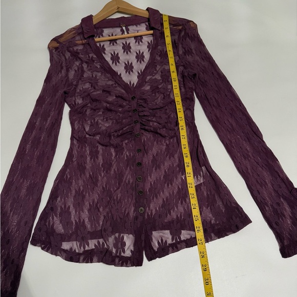 Free People Flowers Fields Mesh Button Up Shirt Size: XS - Picture 11 of 14